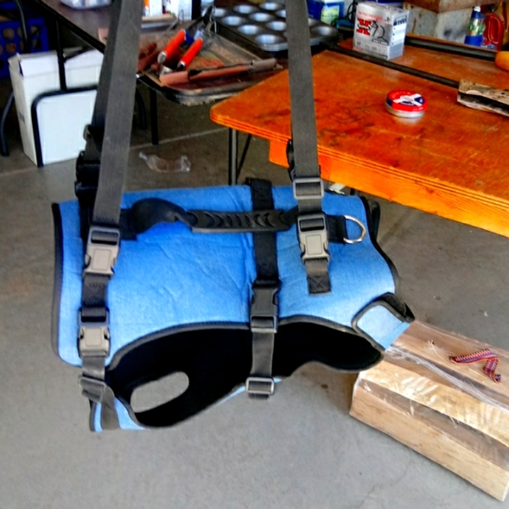 COODEO pet harness/sling.  Perfect for a 40-50 lb dog who needs a lift.